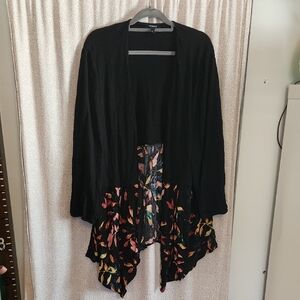 Torrid Black Floral Overpiece Duster Open Jacket